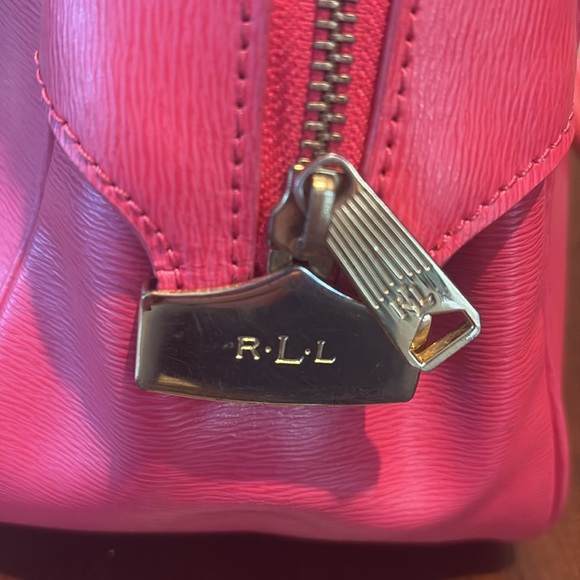 Ralph Lauren   Satchel   Leather like Epi  Pink  Goldtone hardware  Beautiful - Picture 8 of 16